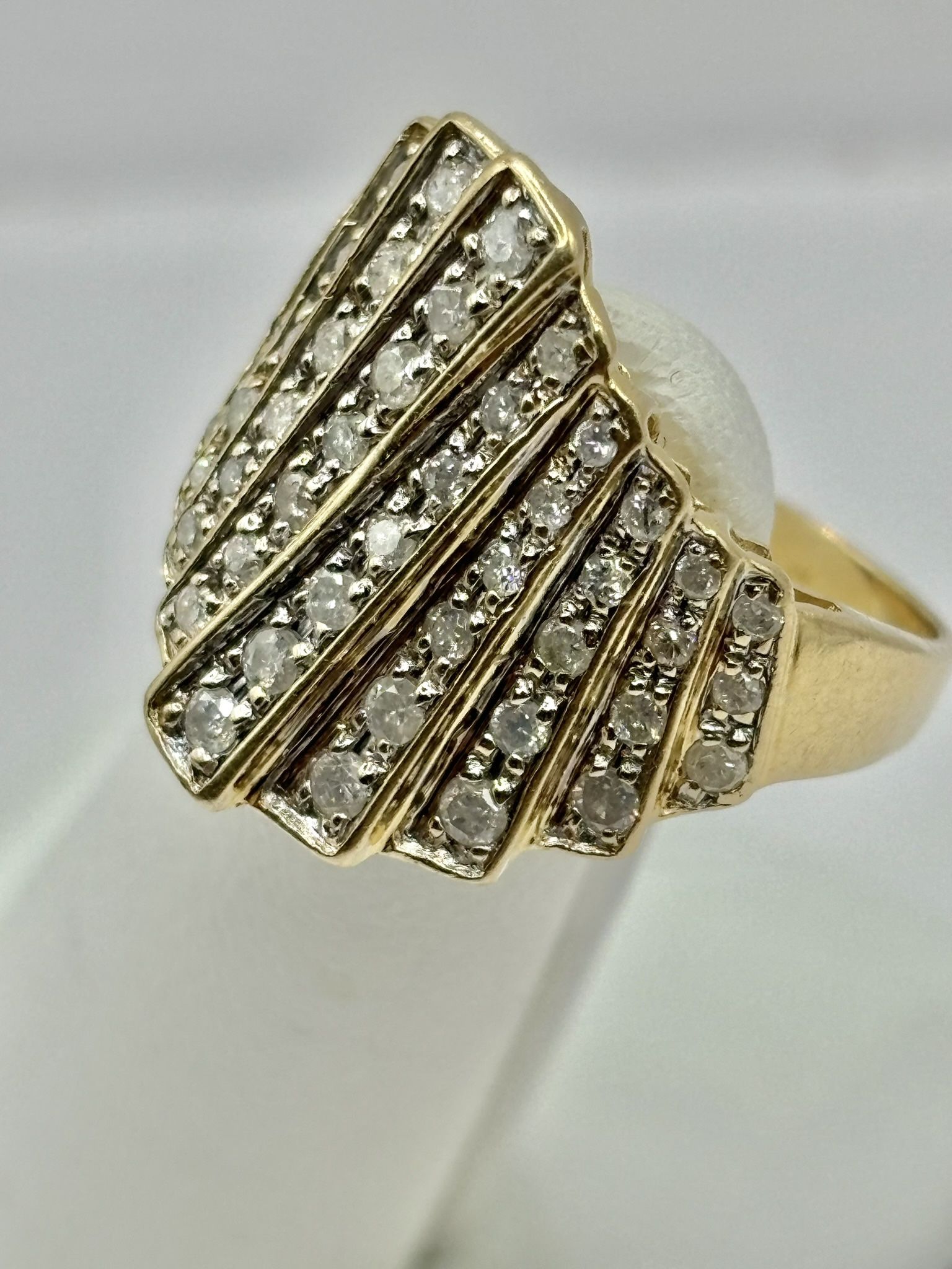 Ladies14k Yellow Gold 10 Row Diamond Band