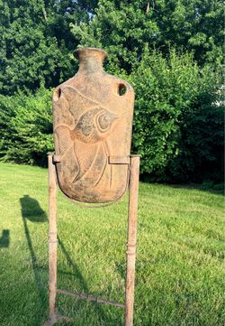 Indoor/Outdoor Decor/Rusty Vessel 49in high