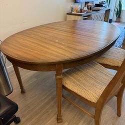 62” Wood Antique Dining Table + Chairs