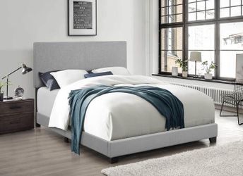 Light Gray Fabric Queen Bed Frame