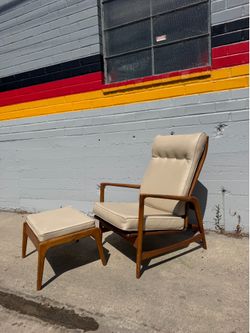 Vintage Mid-Century Danish Modern Recliner & Ottoman by Kofod-Larsen for Selig