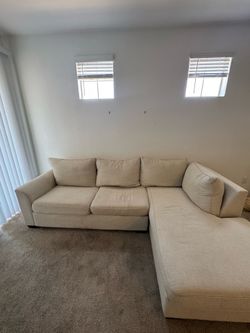 Beige Fabric Sectional Sofa with Chaise