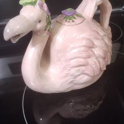 Vintage Pink Flamingo Tea Pot Cracker Barrel Collectible 