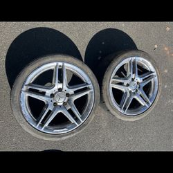 2 — 255/35r18 5x112 5x4.41 Stock Mercedes Benz AMG Chrome C350 C300 E350 Wheels Tires !!
