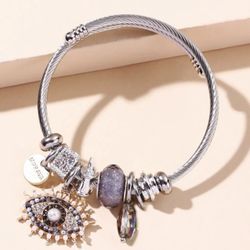 Evil Eye Bracelet With Charms 