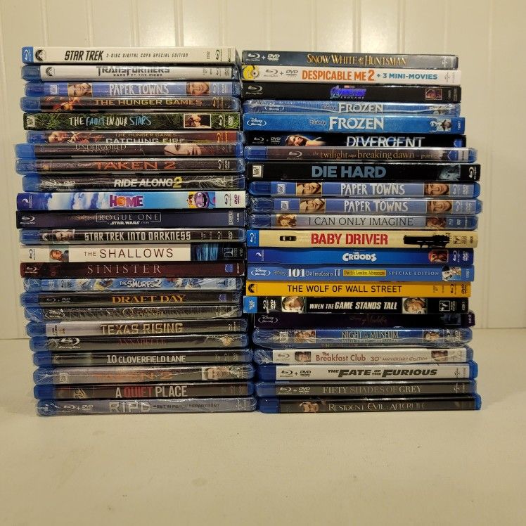 $5 EACH BLU RAY MOVIES. THESE MOVIES ARE NEW AND HAVE NEVER BEEN WATCHED. ONLY OPENED FOR DIGITAL CODES.  BLU RAY  ONLY. NO DIGITAL. $5 EACH OR TRADE 