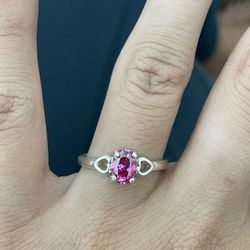 1 Carat Oval Pink Moissanite Diamond Ring 