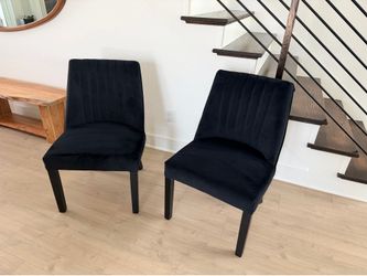 Black velvet accent chairs (set of 2)