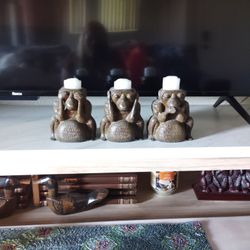 Three Monkey Figurines