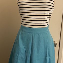 Cute Baby Blue And Stripes Summer Dress Size S