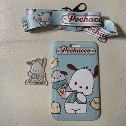 Sanrio Pochacco ID Holder w/ Lanyard and A Keychain 
