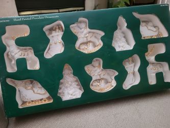 Hand Painted Porcelain Christmas Ornaments Set