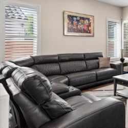 Leather Sectional Couch Power Recliner