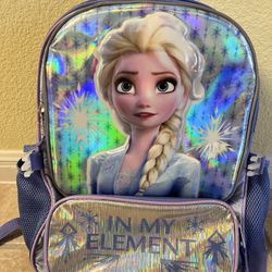 Kids Girls Purple Disney Frozen Elsa 3D Backpack with matching lunch bag 
