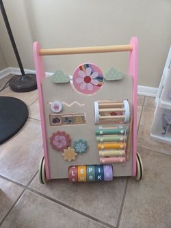 Wooden baby push walker