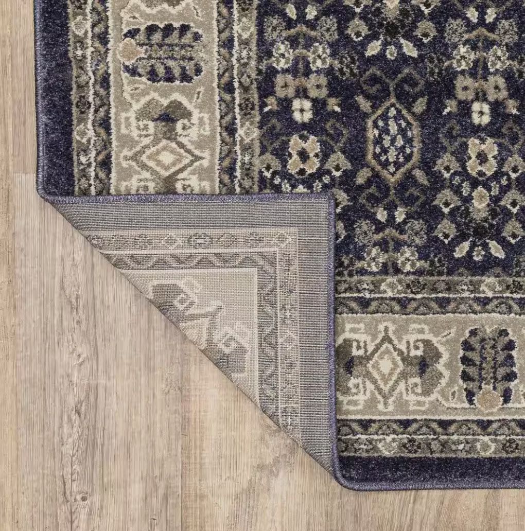 💙 Elegant 8x10 Gianna Indigo Border Rug – Timeless Style & Comfort! 💙