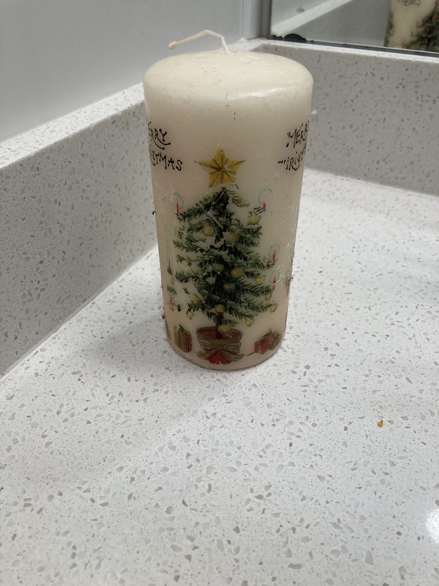 Christmas pillar candle custom made 6 inches