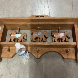 Antique Rare Wall Hanger Carousel Horse Shaker Peg Shelf