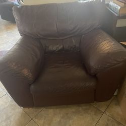 Leather Love Seat & Chair & Ottoman