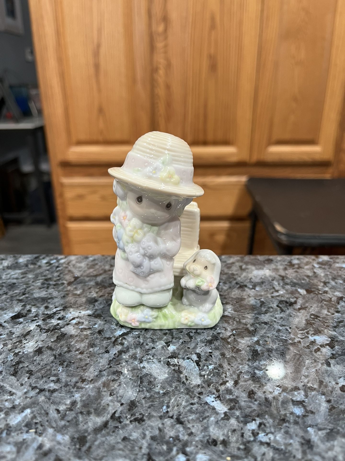 Ceramic Vintage 1997 ENESCO Precious Moments “SEASONED WITH A SMILE” Pair of Salt and Pepper Shakers.  Preowned never used.  
