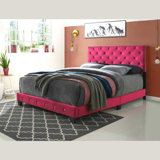 New Pink Queen Bed Frame And Headboard, Queen Bed Frame Dallas
