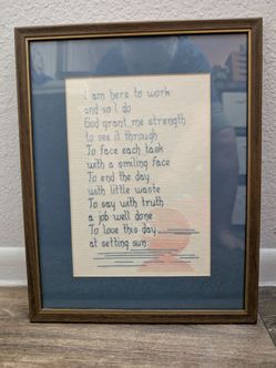 One Of A Kind Framed Cross Stitch Inspirational Work Poem