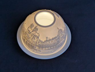 Paris Along the Seine Votive candle Bisque Porcelain holder