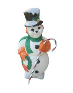 Vintage Lighted Snowman Blowmold 44” - Frosty Holding Christmas Wreath