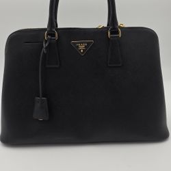 Prada Promenade Saffiano Lux Leather Black Large Bag