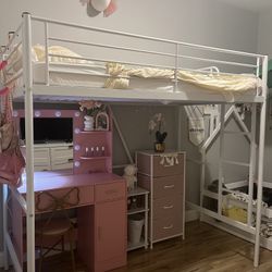 White Twin Size Loft Bed
