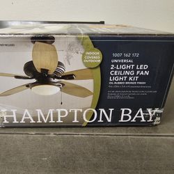 Hampton Bay 2-Light LED Ceiling Fan LIGHT KIT ONLY Oil- Rubbed Bronze Finish