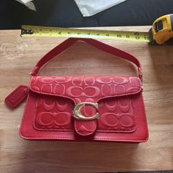 Red Coach Bag With Gold C