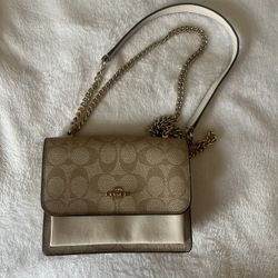 Coach Tan and Cream Crossbody Bag 