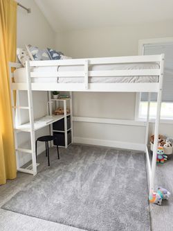 Harriet Bee Epner Full Size Loft Bed with Desk & Shelves (White) – Excellent Condition. Price: $280 (or Best Offer)