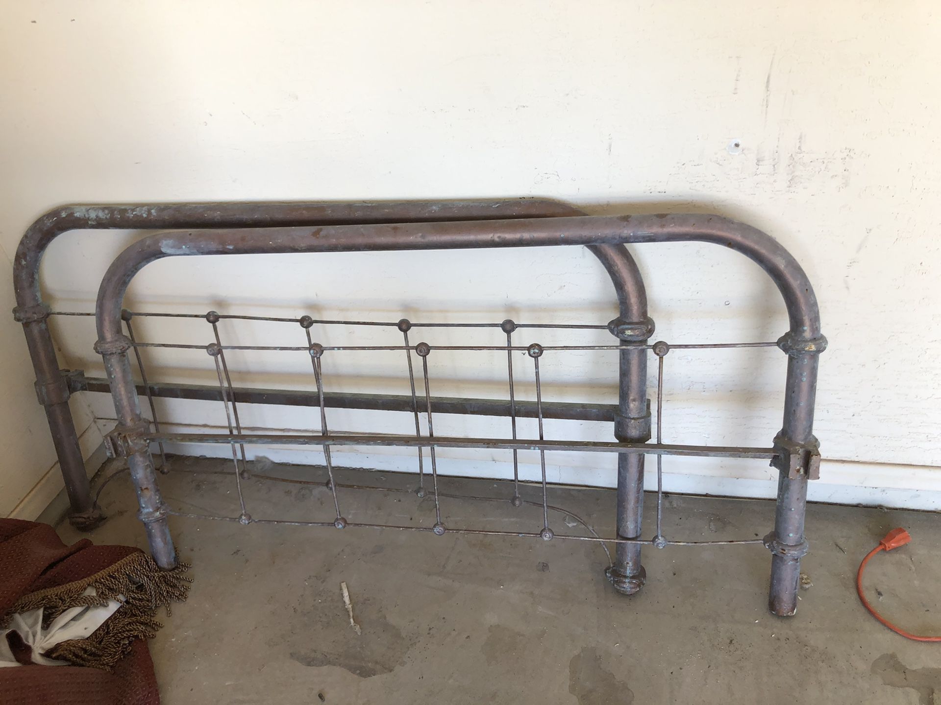 Antique (brass?) full size bed frame and rails
