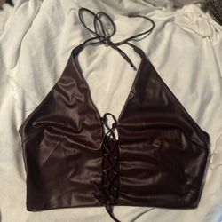 Burgundy Leather Top 