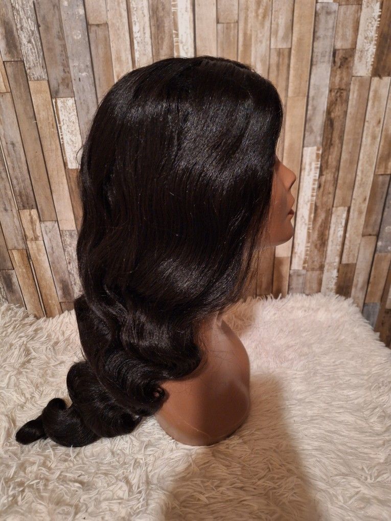 Human Hair Blend Lace Front Wig 