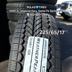 🏁WOWZERZ 225/65/17 BRIDGESTONE WEATHER PEAK  * Affordable New Tires – Installed Same day.