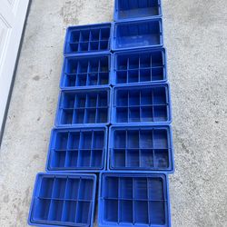 11 Blue plastic tote tray for tools, screws, nails, etc