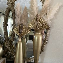 Glass Gold Vases Set With Pampas!