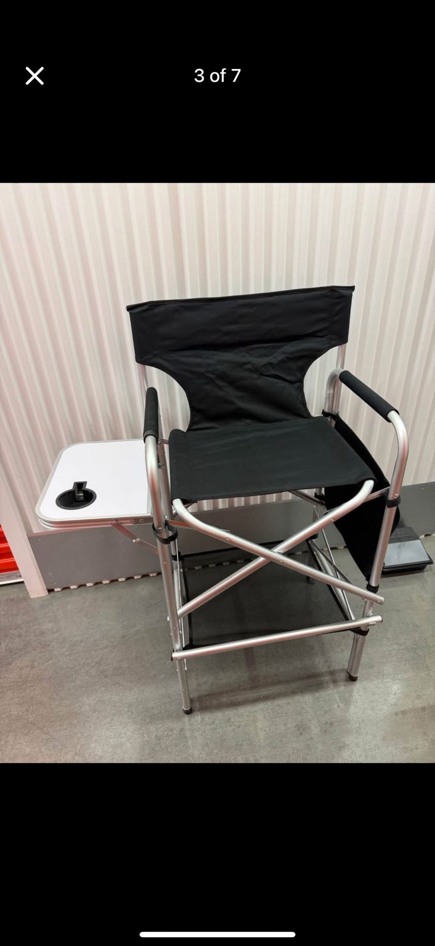 Tall Folding Directors Chair With Side Table