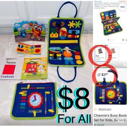 $8 For All Montessori Busy Activities Board/bag Soft & Educational books, Sensory Toy