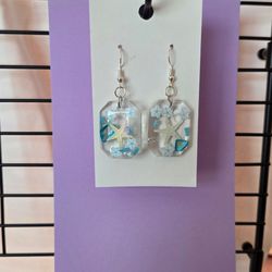 Handmade resin ocean- inspired earrings