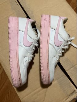 Nike Air Force 1 White Pink Girls 4.5Y Leather Low Top Sneakers