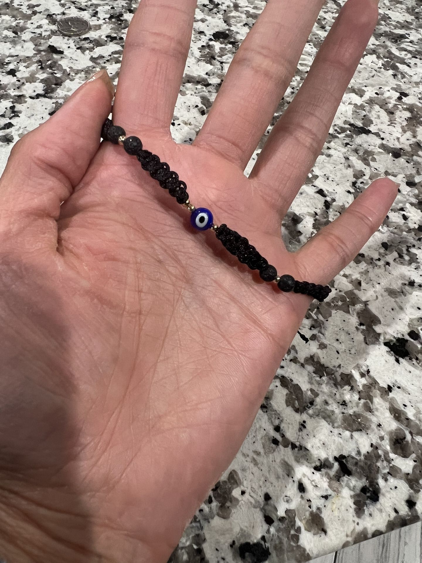 Evil Eye Bracelet With 14k Solid Gold Beads