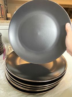 Black with gold dinner plates