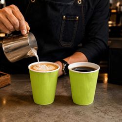 Restpresso 12 oz Eco Green Ripple Wall Coffee Cups 500/Case