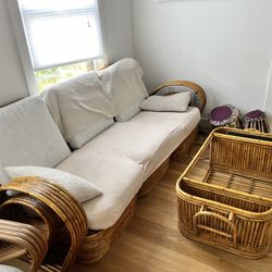 SALE!  Sofa Paul frankl Style Bamboo With Coffee Table