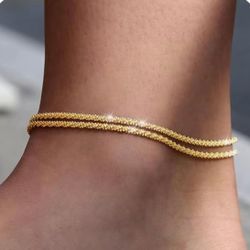TEWIKY Dainty Layered Waterproof Anklet For Women
