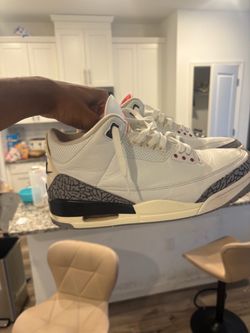 White Jordan 3s cement
